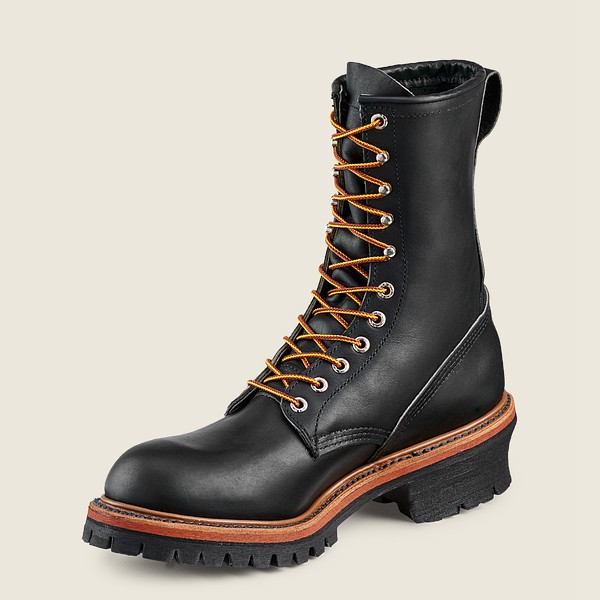 Red Wing Work Boots Mens Black - Loggermax - 9-inch Soft Toe - 6413502-US